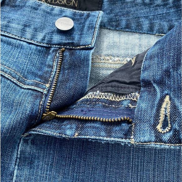 New Goldsign Women's Blue Medium Wash Distressed Jean Denim Mini Skirt Size 27 - Picture 6 of 10